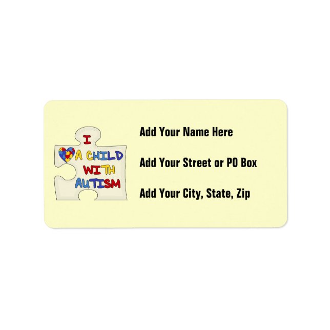 Etiqueta Eu amo uma criança com autismo (Frente)