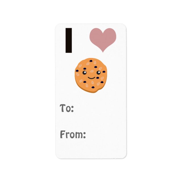 Etiqueta Eu coração Cookies de aveia (Frente)