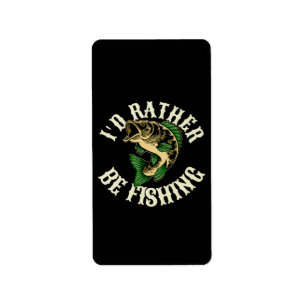 Etiqueta Eu Preferiria Estar Pescando Engraçado