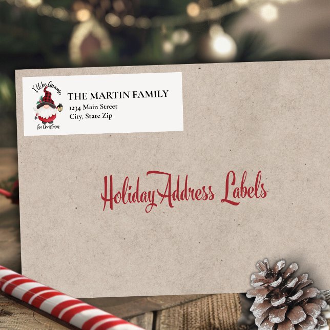 Etiqueta Eu serei o Gnomo para o Natal Feriado (I'll Be Gnome for Christmas Cute Holiday Label)