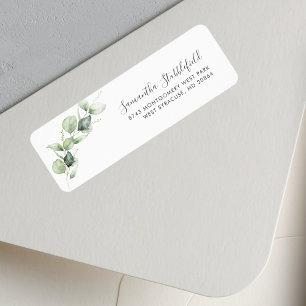Etiqueta Eucalyptus Greenery Endereço de Retorno Minimalist