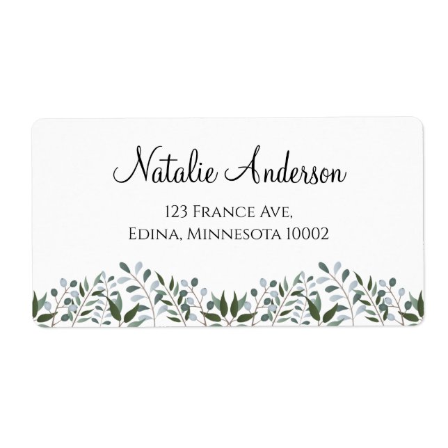 Etiqueta Eucalyptus Greenery Floral (Frente)