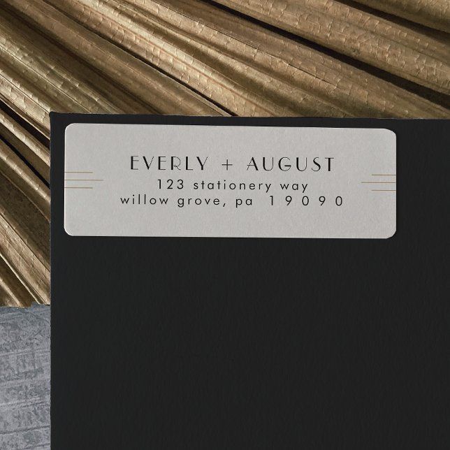 Etiqueta EVERLY Art Deco Ivory Black Address Labs (EVERLY Art Deco Ivory Black Return Address Labels)