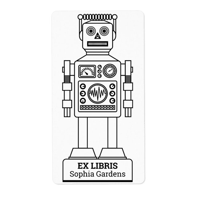 Etiqueta Ex Libris - Bibliotecário Robô v3 (Frente)