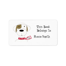Etiqueta Ex-libris de Cachorro de Desenho Animado