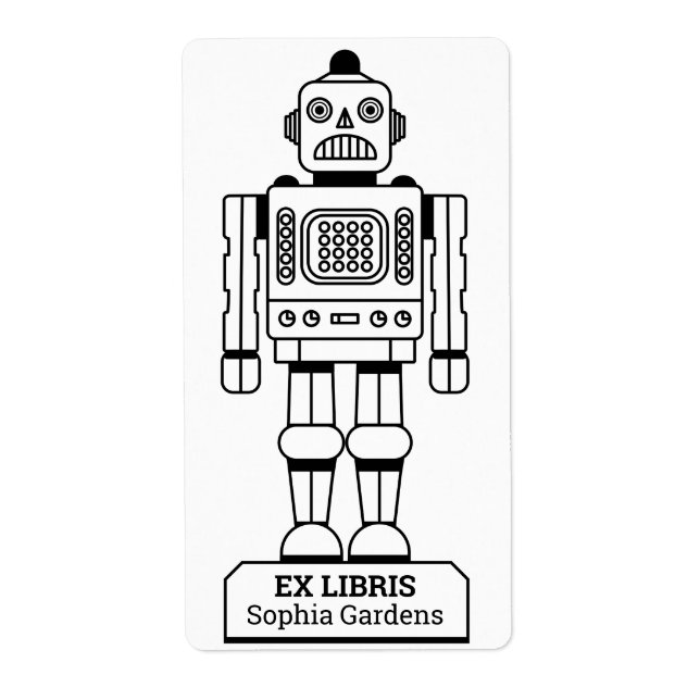 Etiqueta Ex Libris - Robô Bibliotecário (Frente)