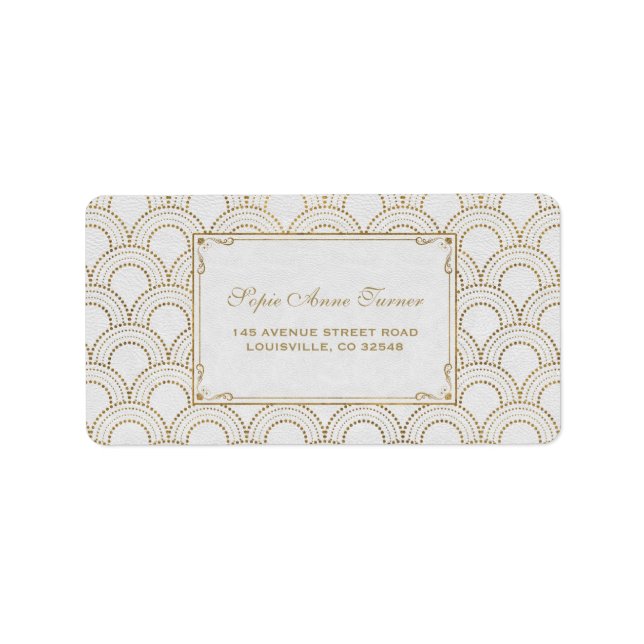 Etiqueta Excelente Branco Gatsby Art Deco Casamento Dourado (Frente)