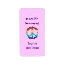 Etiqueta Exemplar de livro personalizado com signo de paz -