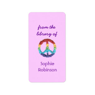 Etiqueta Exemplar de livro personalizado com signo de paz -