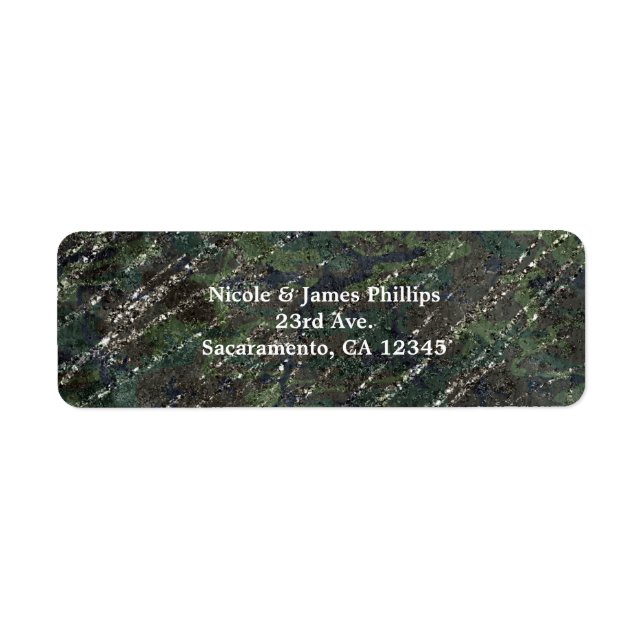 Etiqueta Exército Verde e Prata Camuflado Brilho Festa Eleg (Frente)