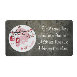 Etiqueta Fã de lanternas quadradas vermelhas "Pacífica"