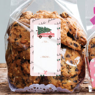 Etiqueta Fa La La Christmas Tree Pink Vintage Van To & From