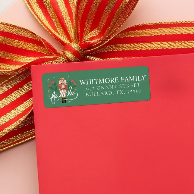 Etiqueta Fa La Whimsical Nutcracker Balé Natal (Fa La La Whimsical Nutcracker Ballet Christmas Label)