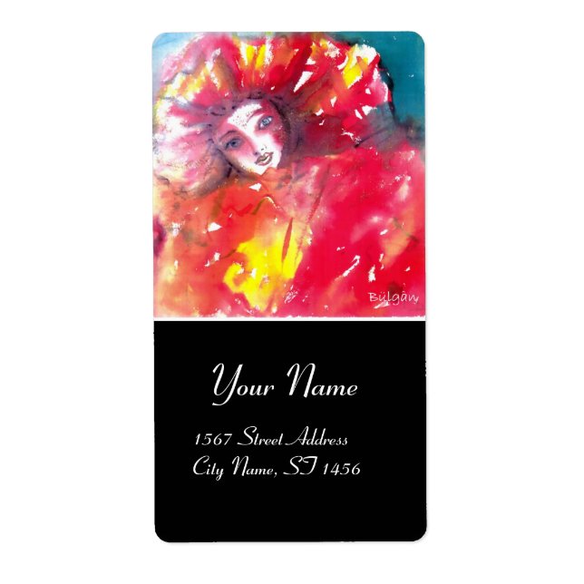 ETIQUETA FACES DE MASCARADA VENETINA - MÁSCARA EM VERMELHO (Frente)