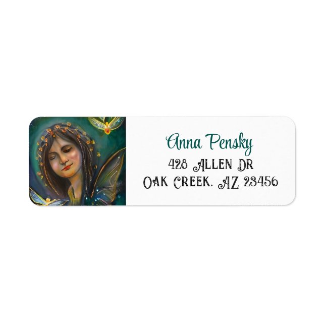 Etiqueta Fada Eetérea e borboleta Ouro (Frente)