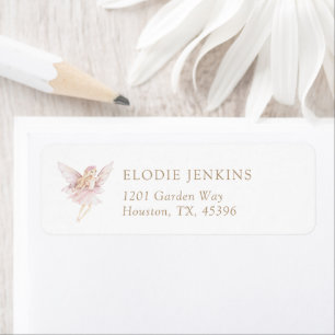 Etiqueta Fairy Pink Watercolor Girls Magic Return Address