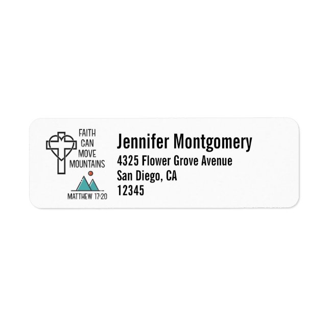 Etiqueta Faith Mover Montanhas Citação da Bíblia Cristã (Frente)