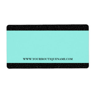 Etiqueta Faixa de Aqua Preta Elegante e Leopardo Negro e No