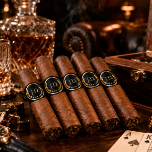 Etiqueta Faixas Personalizadas de Charuto Black & Gold
