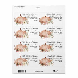Etiqueta Fall Autumn Floral White Pumpkin Return Endereço L