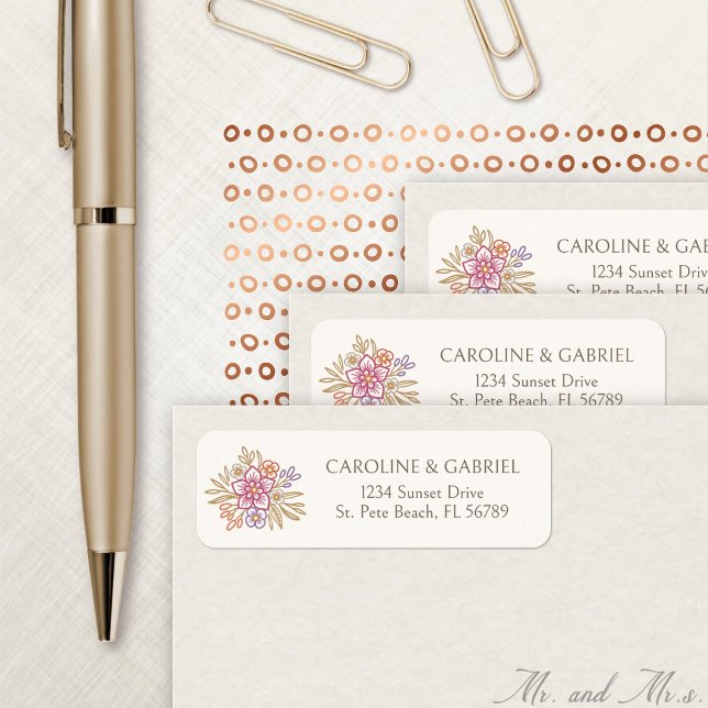 Etiqueta Fall Autumn Floral Wildflower Address (Criador carregado)