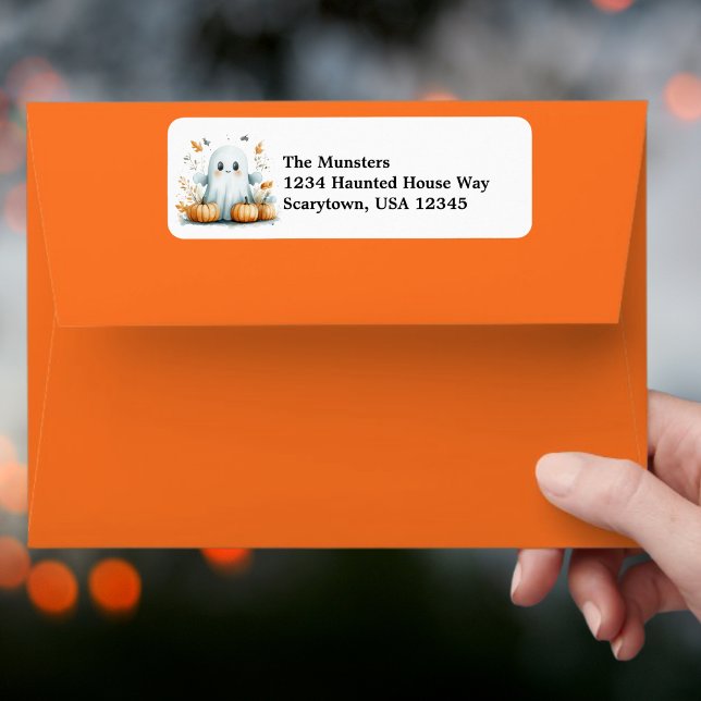 Etiqueta Fall Deixa Pumpkins amigavelmente Fantasma Hallowe (Criador carregado)