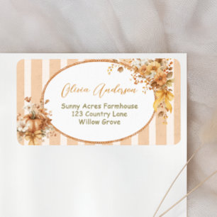 Etiqueta Fall Pumpkin Floral Chá de fraldas Endereço de Dev
