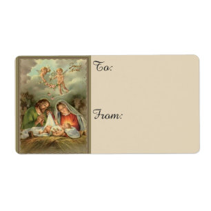 Etiqueta Família santamente da natividade do Natal