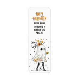 Etiqueta Fantasma com Sunflower Whimsical Halloween Address