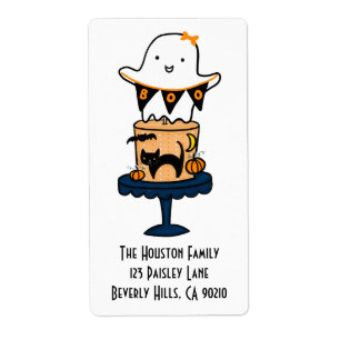 Etiqueta Fantasma no Bolo de Halloween