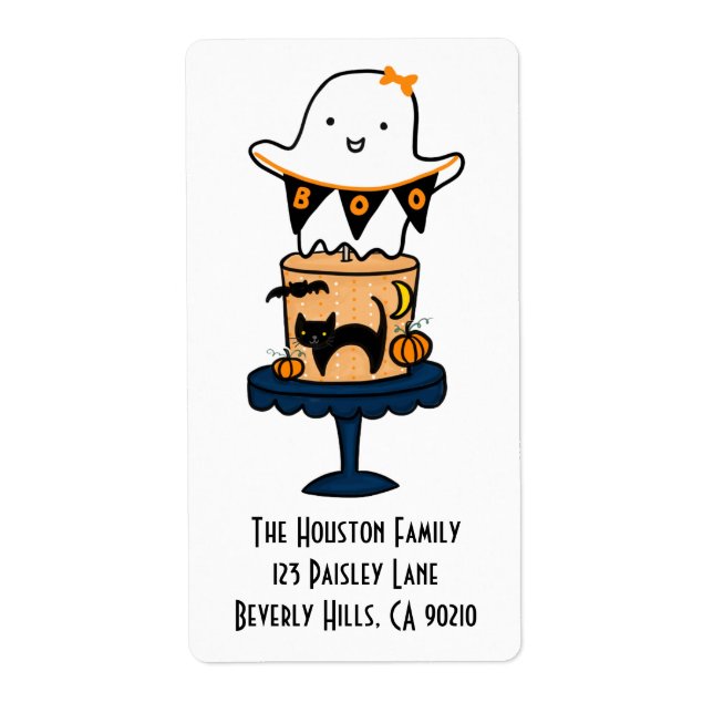 Etiqueta Fantasma no Bolo de Halloween (Frente)