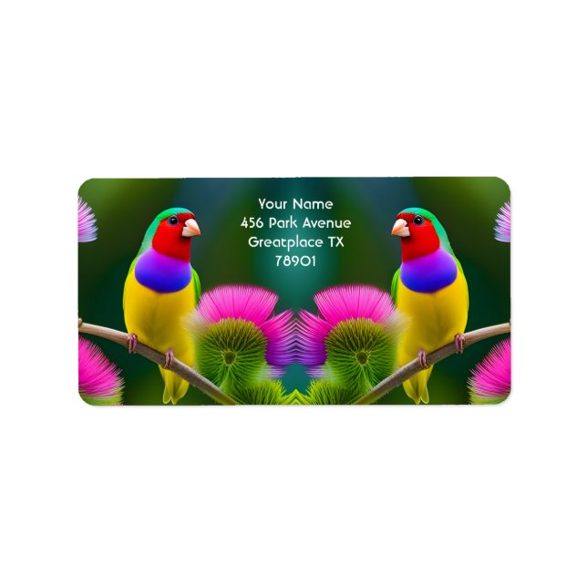Etiqueta Fantasy Colorful Gouldian Finch (Frente)