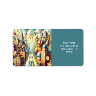 Etiqueta Fantasy Cute Abstrato Music City