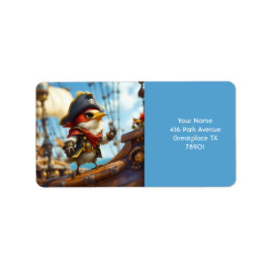 Etiqueta Fantasy Cute Bird Pirate