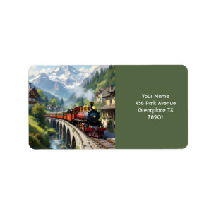 Etiqueta Fantasy Cute Crimson Antiguo Trem