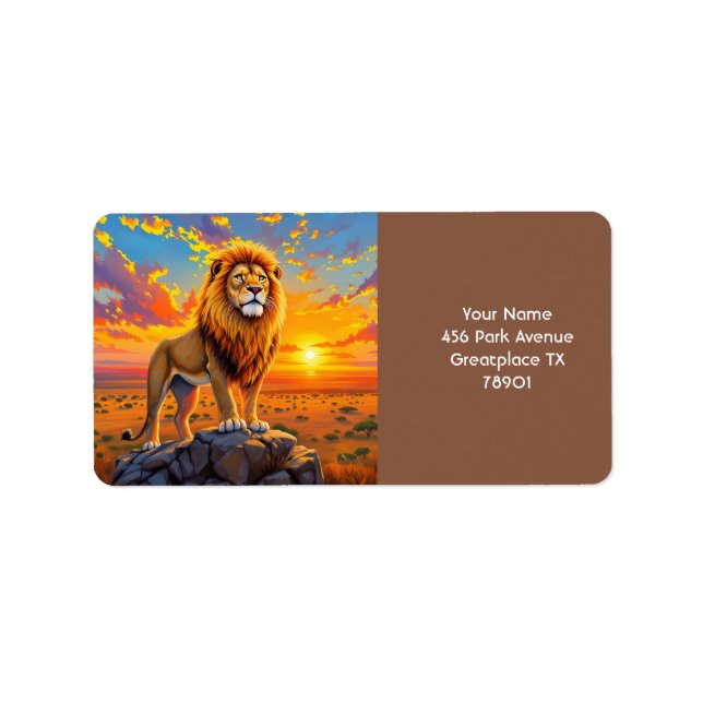 Etiqueta Fantasy Cute Desert Rock Lion (Frente)