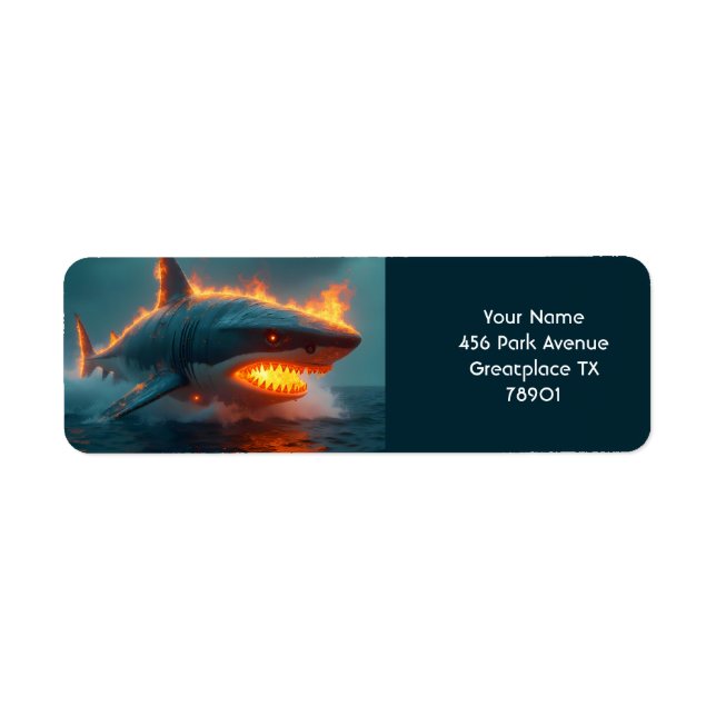 Etiqueta Fantasy Cute Fire Shark Sea (Frente)