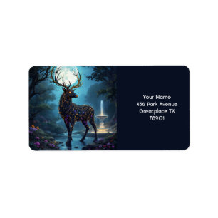 Etiqueta Fantasy Cute Moon Deer Night