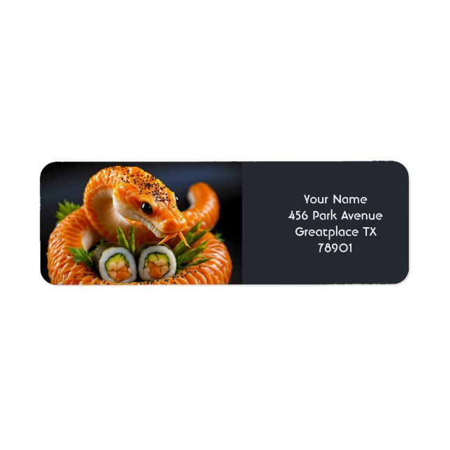 Etiqueta Fantasy Cute Orange Cobra Sushi (Frente)