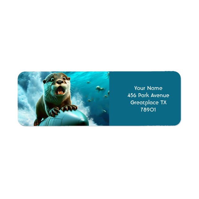 Etiqueta Fantasy Cute Otter Torpedo Sea (Frente)