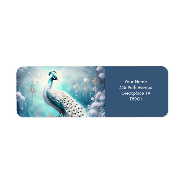 Etiqueta Fantasy Cute Peacock Ice Winter (Frente)
