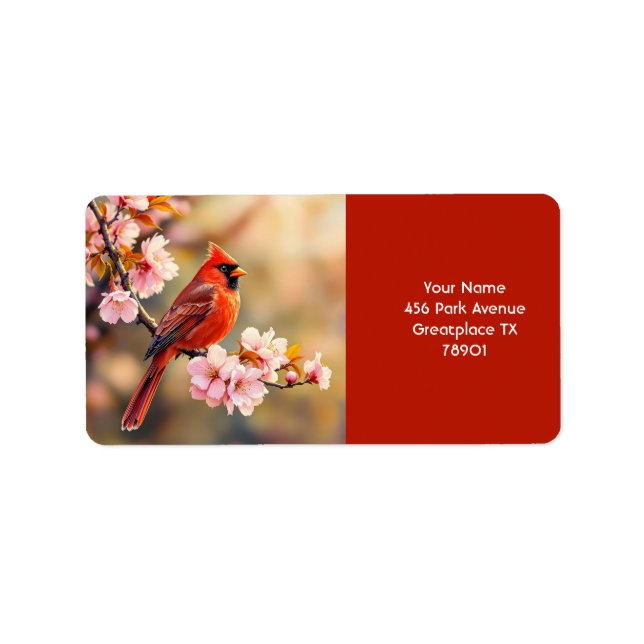 Etiqueta Fantasy Cute Red Bird Cherry (Frente)