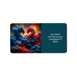 Etiqueta Fantasy Cute Red Dragon