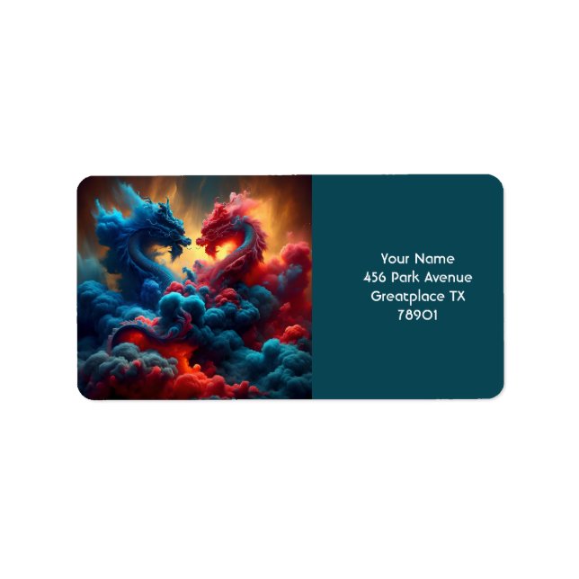 Etiqueta Fantasy Cute Red Dragon (Frente)