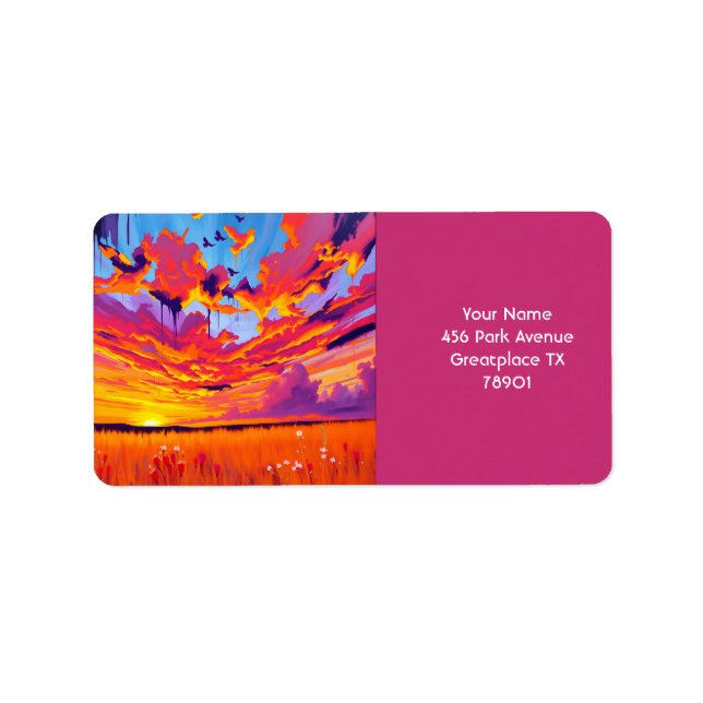 Etiqueta Fantasy Cute Red Orange Field (Frente)