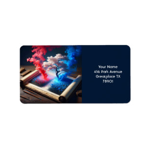 Etiqueta Fantasy Cute Sakura Blue Red