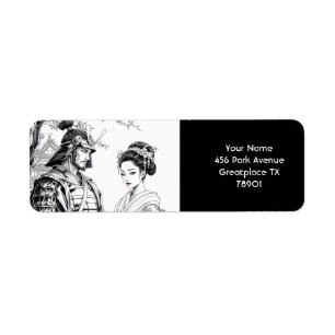 Etiqueta Fantasy Cute Samurai Geisha Pencil