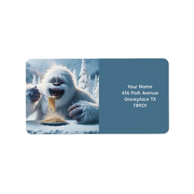 Etiqueta Fantasy Cute Spaghetti Yeti Neve (Frente)