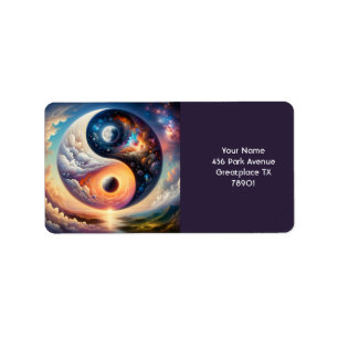 Etiqueta Fantasy Cute Surreal Yin Yang