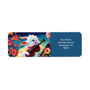 Etiqueta Fantasy Cute Vivid Goat Tocando Violino